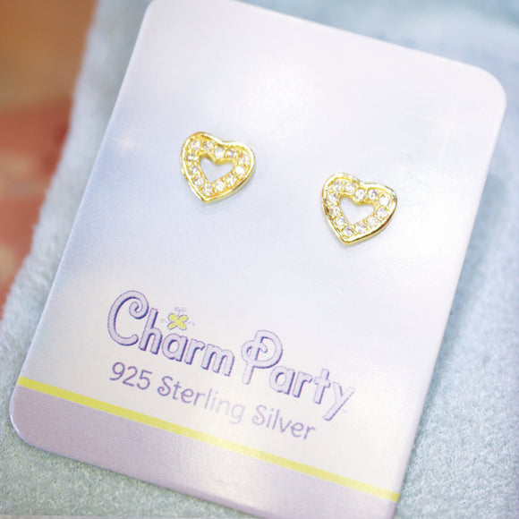 Heart Ring Earrings; Gold