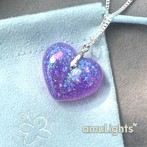 Mermaid DewDrop: Purple Medium Heart Pendant