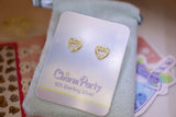 Heart Ring Earrings; Gold