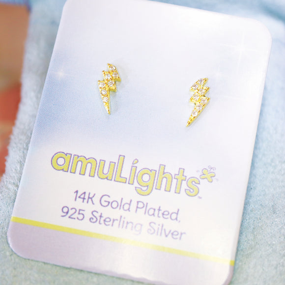 Lightening Earrings; Gold