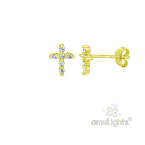 Cross Earrings; Gold