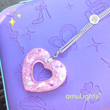 Pink Mermaid DewDrop: Heart Ring Pendants