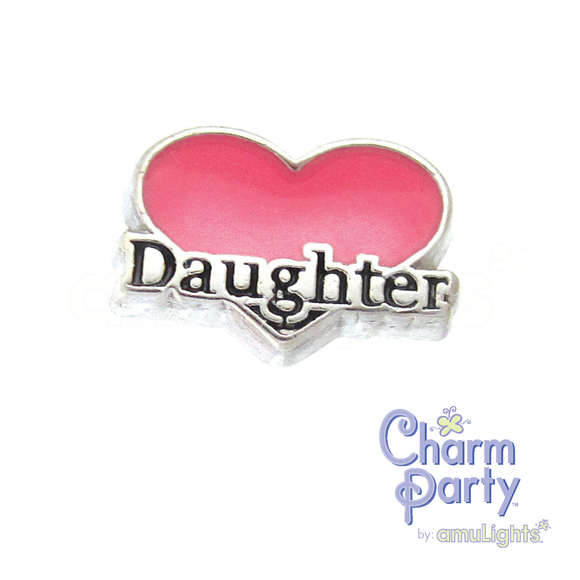 Daughter Pink Heart Charm
