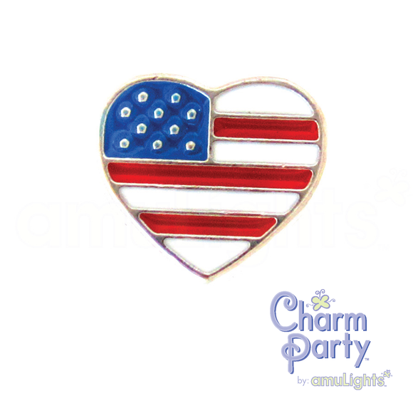 USA Flag Heart Charm
