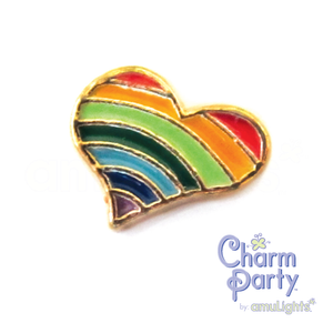Rainbow Heart Charm - Gold Tonned